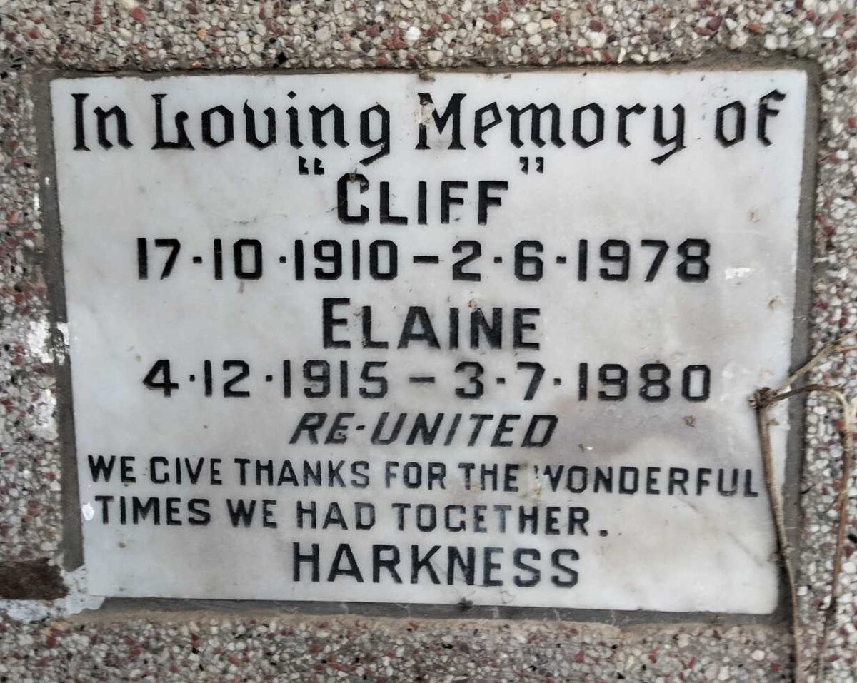 HARKNESS Cliff 1910-1978 & Elaine 1915-1980