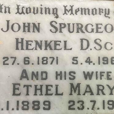 HENKEL John Spurgeon 1871-1962 & Ethel Mary 1889-1978