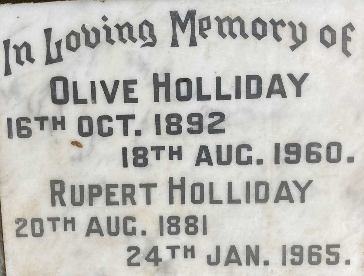 HOLLIDAY Rupert 1881-1965 & Olive 1892-1960