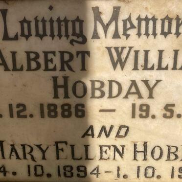 HOBDAY Albert William 1886-1961 & Mary Ellen 1894-1975