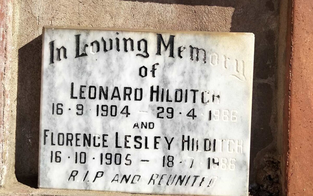 HILDITCH Leonard 1904-1986 & Florence Lesley 1905-1986
