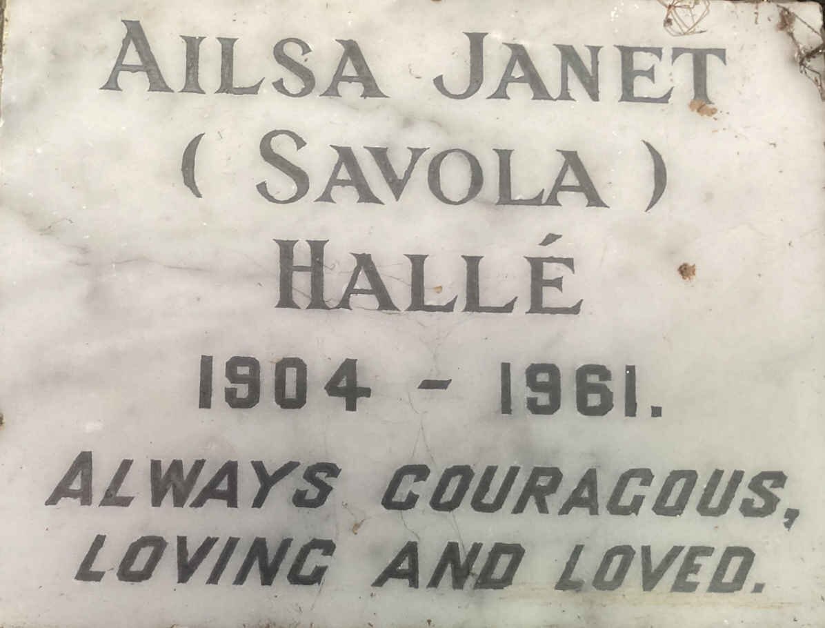 HALLE Ailsa Janet 1904-1961