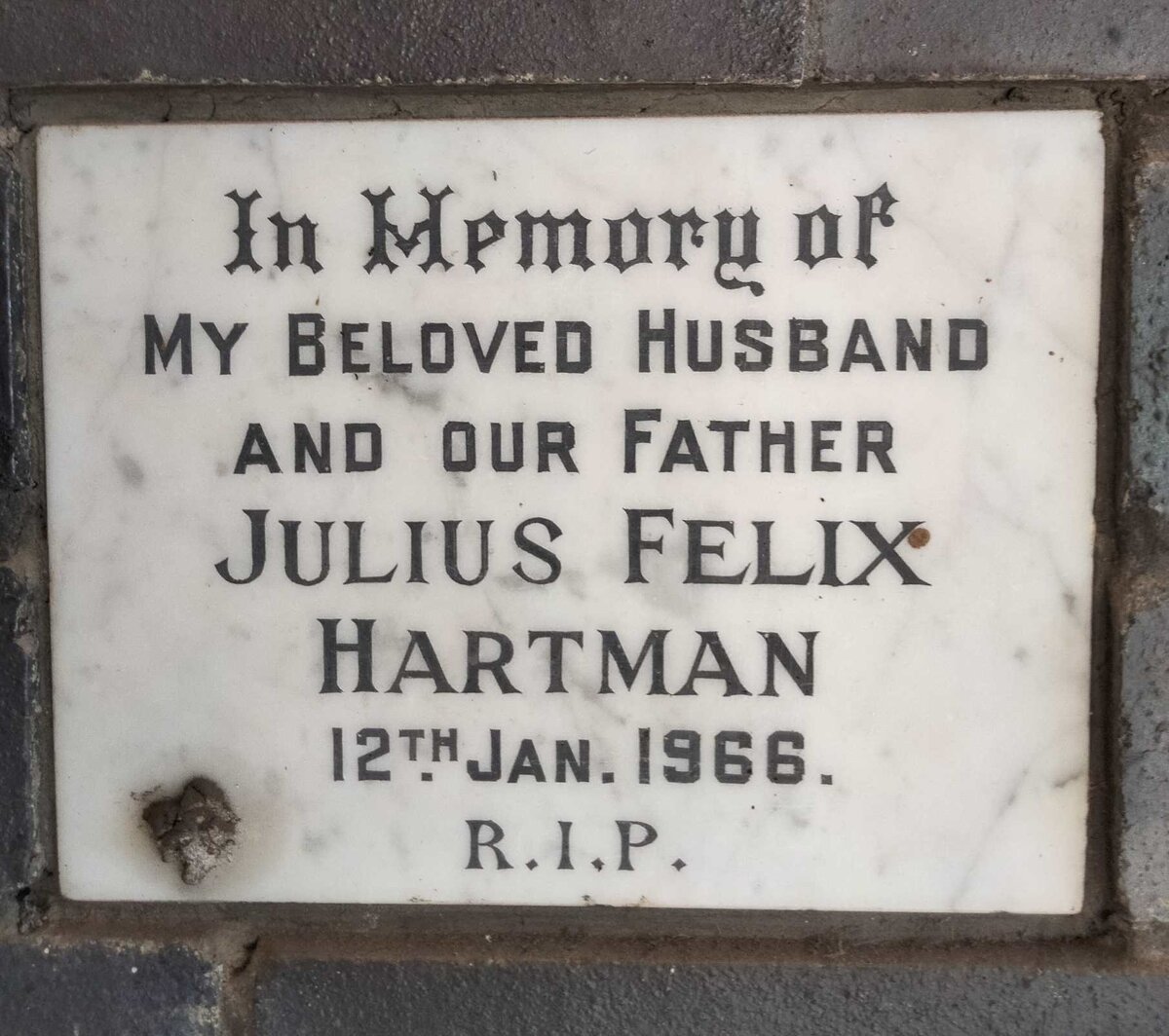 HARTMAN Julius Felix -1966