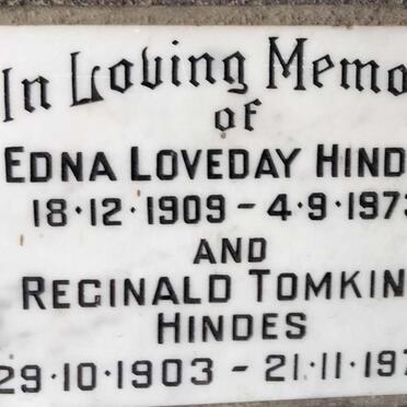 HINDES Reginald Tomkins 1903-1976 & Edna Loveday 1909-1973