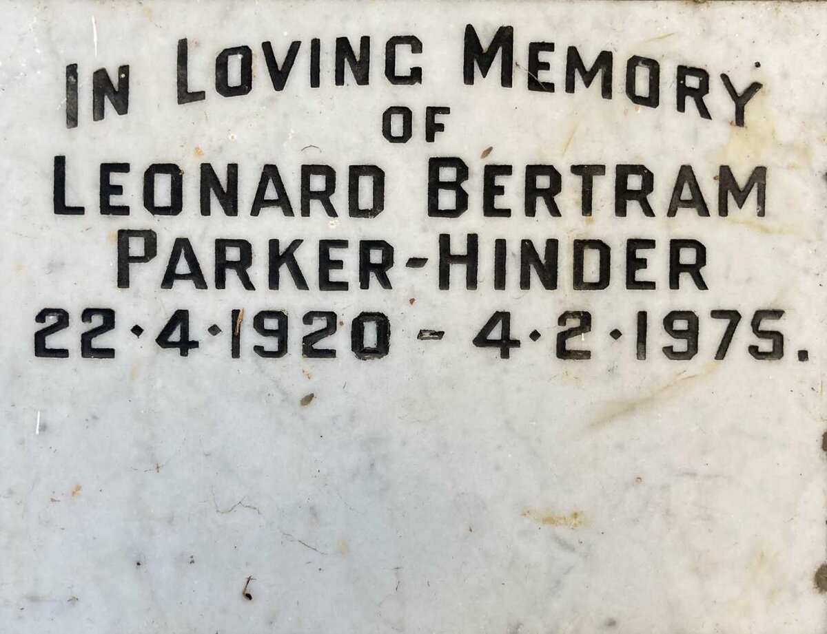 HINDER Leonard Bertram, PARKER 1920-1975