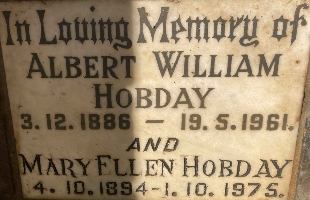 HOBDAY Albert William 1886-1961 & Mary Ellen 1894-1975