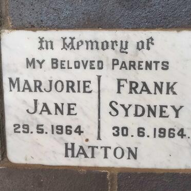HATTON Frank Sydney -1964 & Marjorie Jane -1964