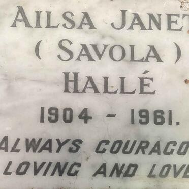 HALLE Ailsa Janet 1904-1961