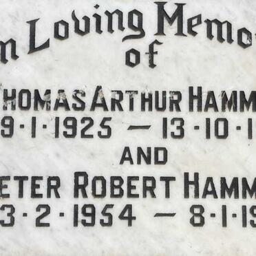 HAMMOND Thomas Arthur 1925-1980 :: HAMMOND Peter Robert 1954-1985