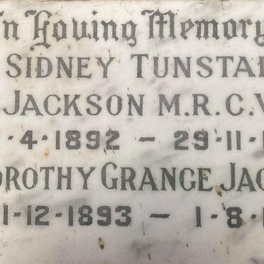 JACKSON Sidney Tunstall 1892-1954 & Dorothy Grange 1893-1958