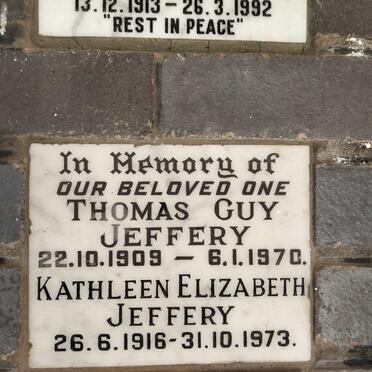 JEFFERY Thomas Guy 1909-1970 & Kathleen Elizabeth 1916-1973