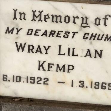 KEMP Wray Lilian 1922-1969