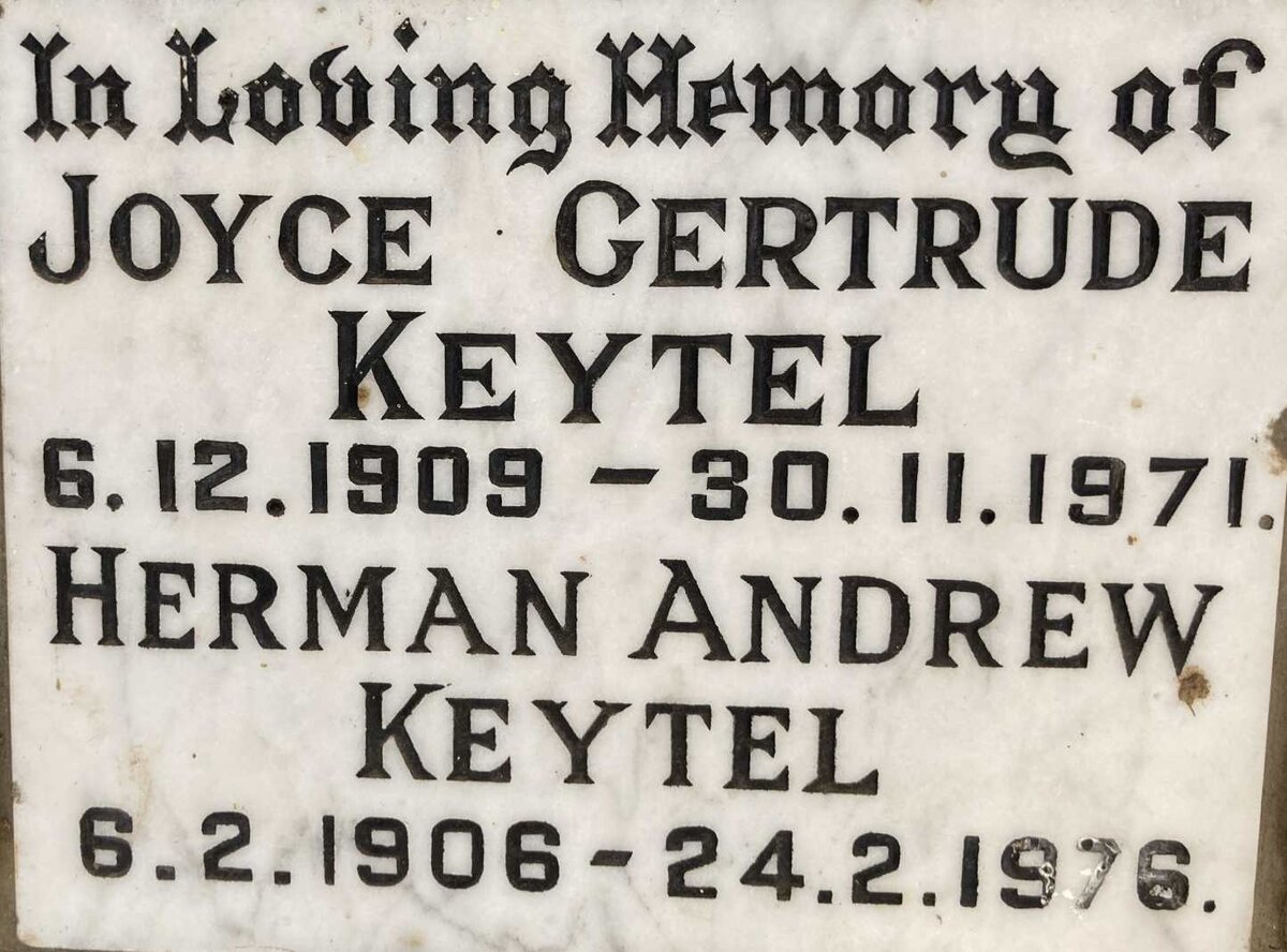 KEYTEL Herman Andrew 1906-1976 & Joyce Gertrude 1909-1971