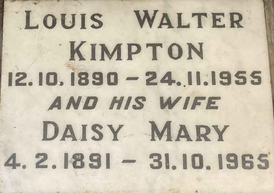 KIMPTON Louis Walter 1890-1955 & Daisy Mary 1891-1965