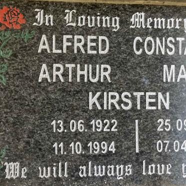 KIRSTEN Alfred Arthur 1922-1994 & Constance May 1925-2004