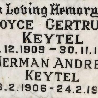 KEYTEL Herman Andrew 1906-1976 & Joyce Gertrude 1909-1971