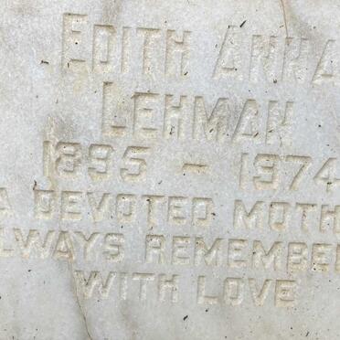LEHMAN Edith Anna 1895-1974