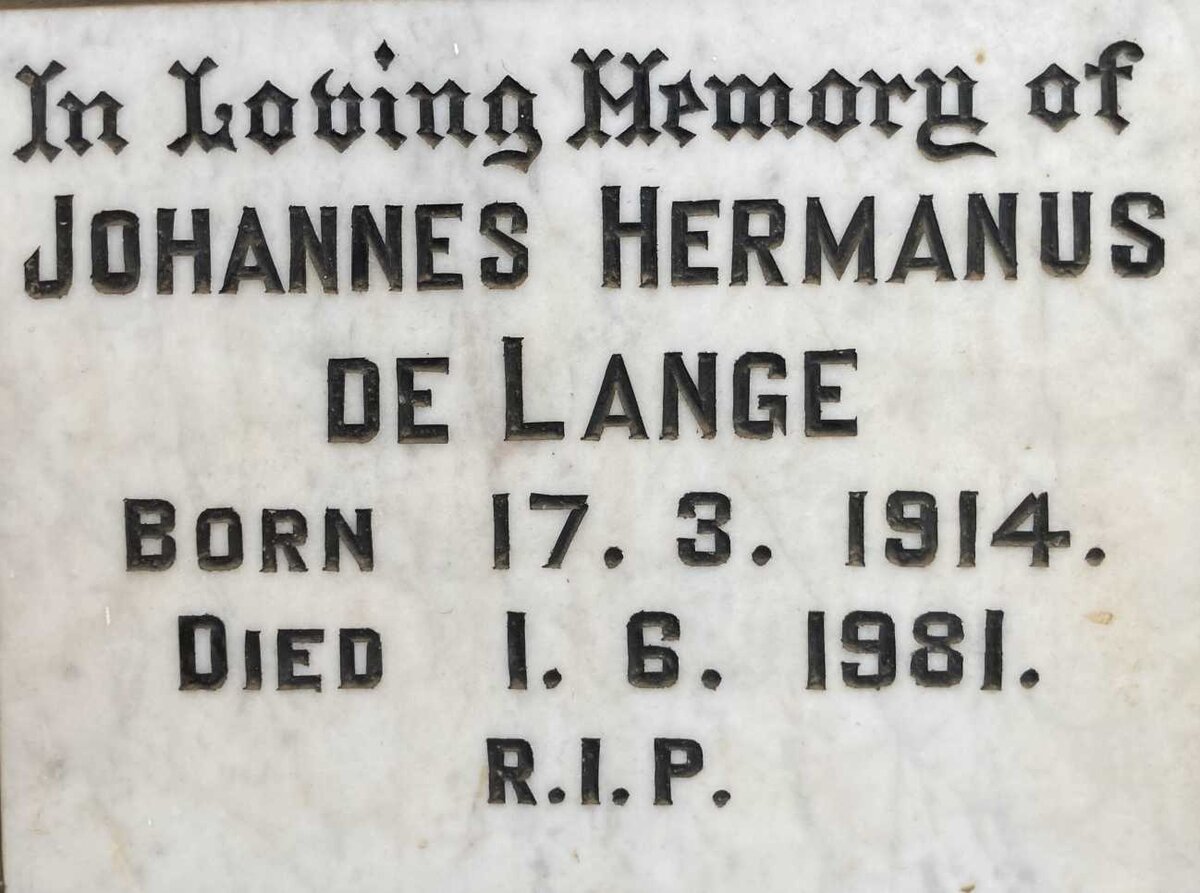LANGE Johannes Hermanus, de 1914-1981