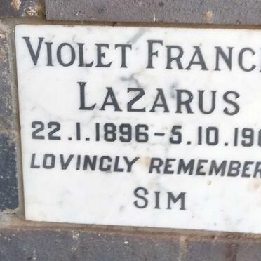 LAZARUS Violet Frances 1896-1965