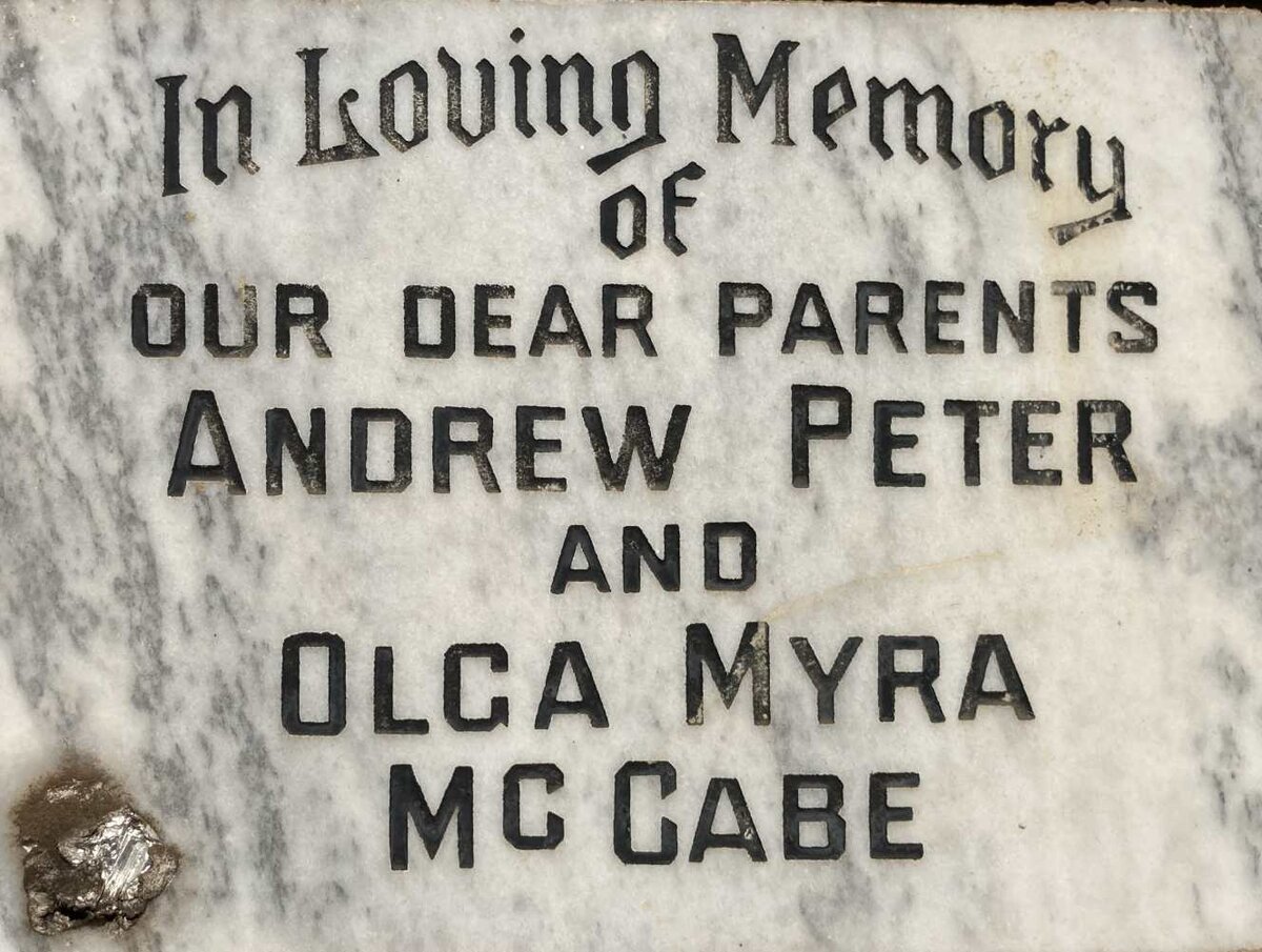 MCCABE Andrew Peter & Olga Myra