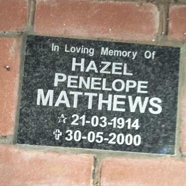 MATTHEWS Hazel Penelope 1914-2000