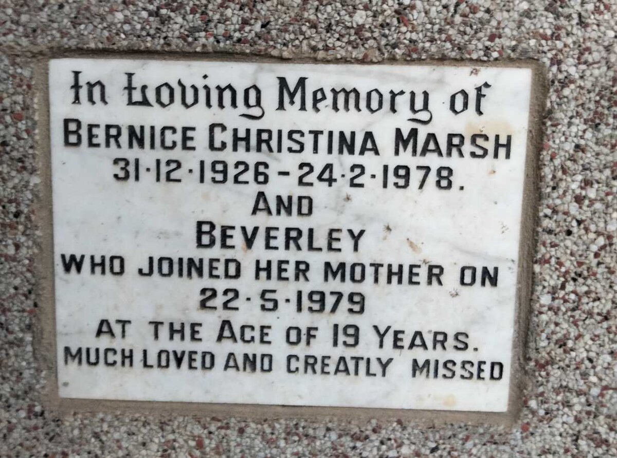 MARSH Bernice Christina 1926-1978 :: MARSH Beverley -1979
