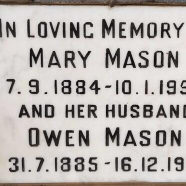MASON Owen 1885-1971 & Mary 1884-1959