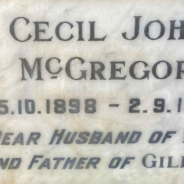 McGREGOR Cecil John 1898-1962