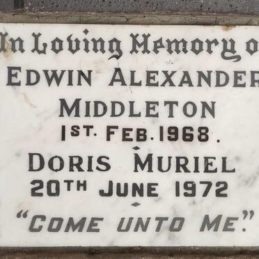 MIDDLETON Edwin Alexander -1968 & Doris Muriel -1972