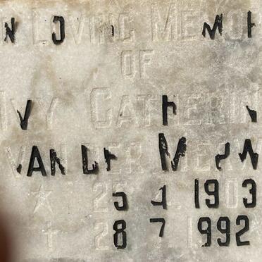 MERWE Ivy Catherine, van der 1903-1992