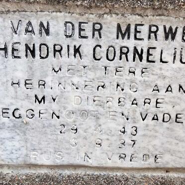 MERWE Hendrik Cornelius, van der 1943-1987