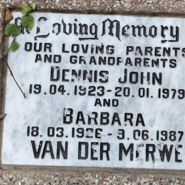 MERWE Dennis John, van der 1923-1979 & Barbara 1926-1987