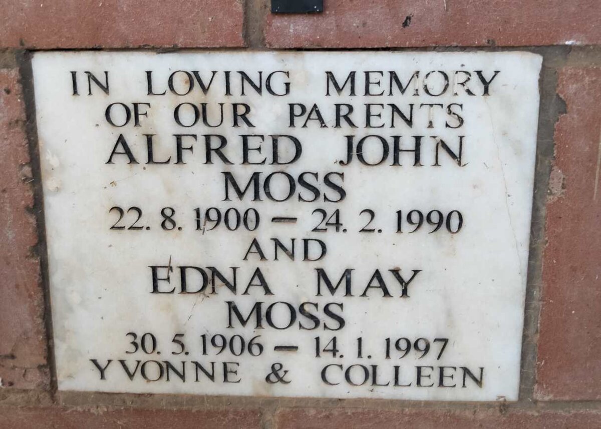MOSS Alfred John 1900-1990 & Edna May 1906-1997