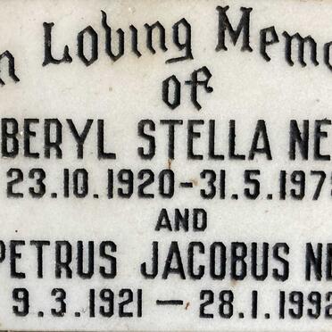 NEL Petrus Jacobus 1921-1992 & Beryl Stella 1920-1975