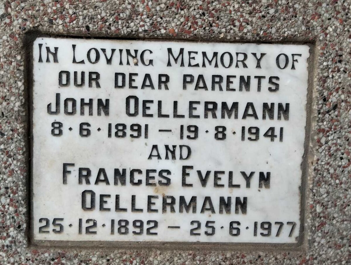 OELLERMANN John 1891-1941 & Frances Evelyn 1892-1977