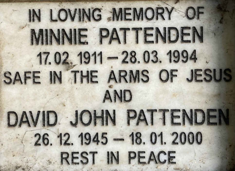 PATTENDEN Minnie 1911-1994 :: PATTENDEN David John 1945-2000 