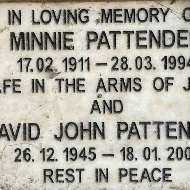 PATTENDEN Minnie 1911-1994 :: PATTENDEN David John 1945-2000 