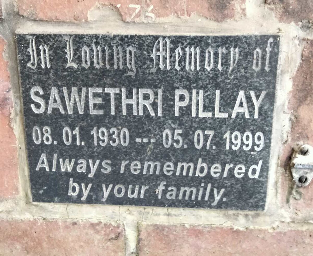 PILLAY Sawethri 1930-1999