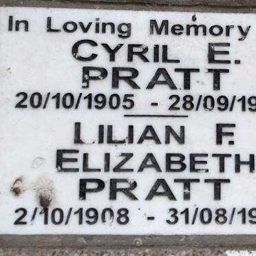 PRATT Cyril E. 1905-1979 & Lilian F. Elizabeth 1908-1998