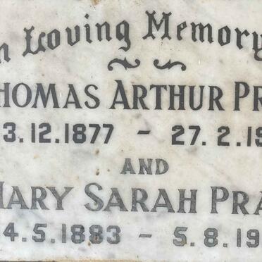 PRATT Thomas Arthur 1877-1952 & Mary Sarah 1883-1959