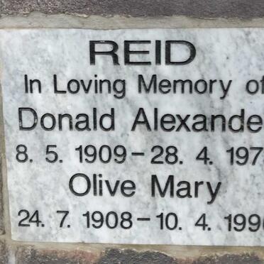 REID Donald Alexander 1909-1973 & Olive Mary  1908-1996
