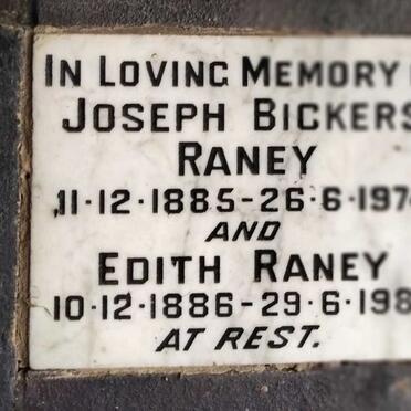RANEY Joseph Bickers 1885-1974 & Edith 1886-1980