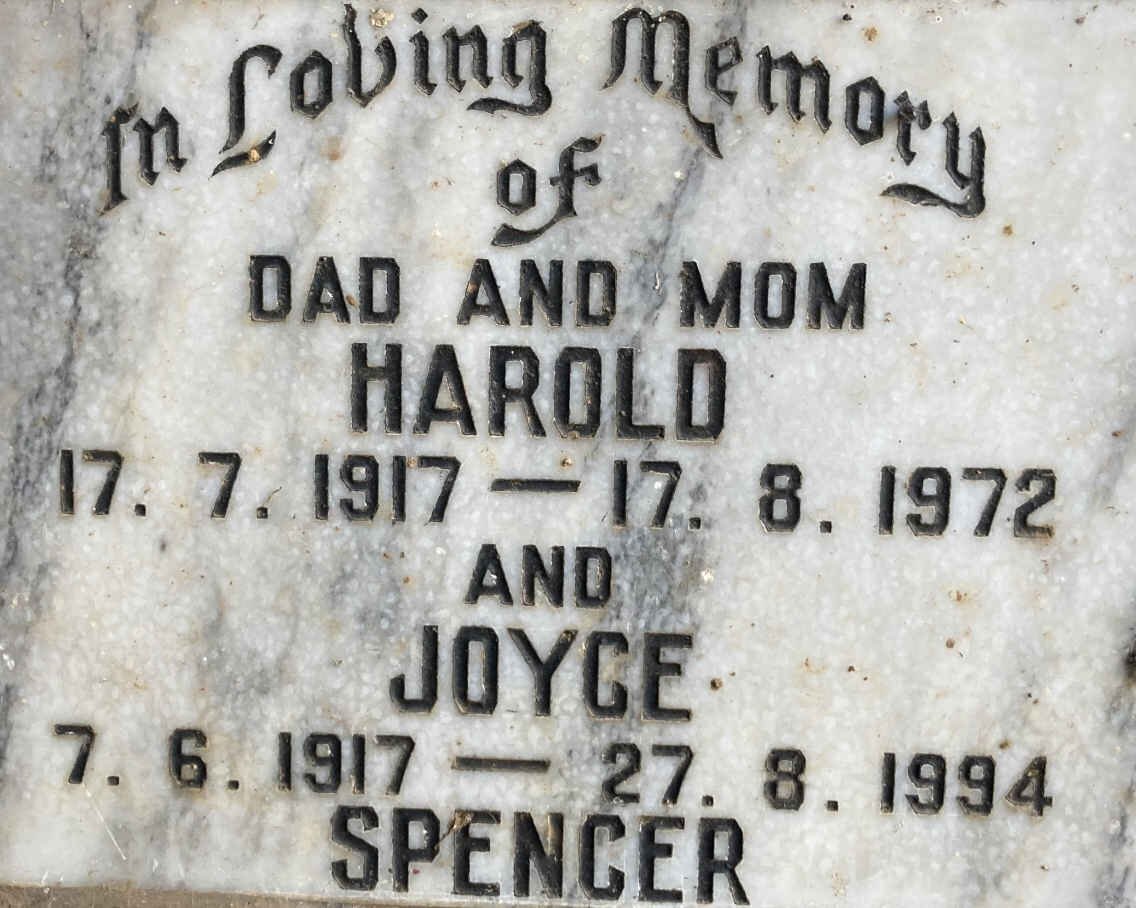 SPENCER Harold 1917-1972 & Joyce 1917-1994