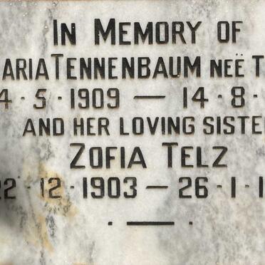 TELZ Zophia 1903-1986 :: TENNENBAUM Maria nee TELZ 1909-1981