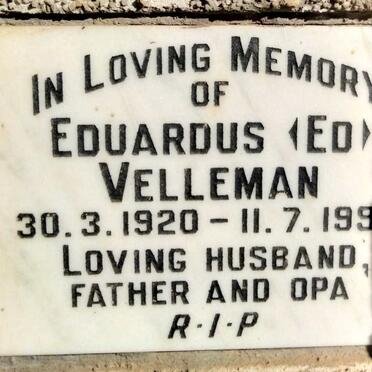 VELLEMAN Eduardus 1920-1993