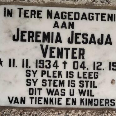 VENTER Jeremia Jesaja 1934-1991