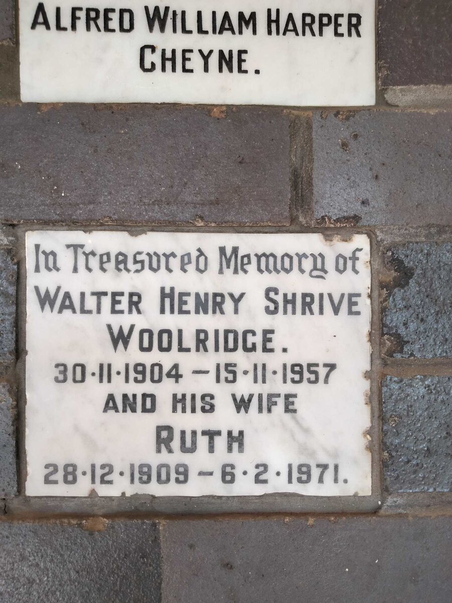 WOOLRIDGE Walter Henry Shrive 1904-1957 & Ruth 1909-1971