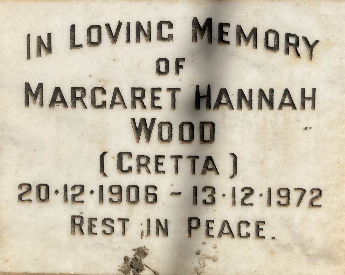 WOOD Margaret Hannah 1906-1972
