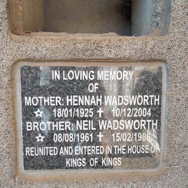 WADSWORTH Hennah 1925-2004 :: WADSWORTH Neil 1961-1986