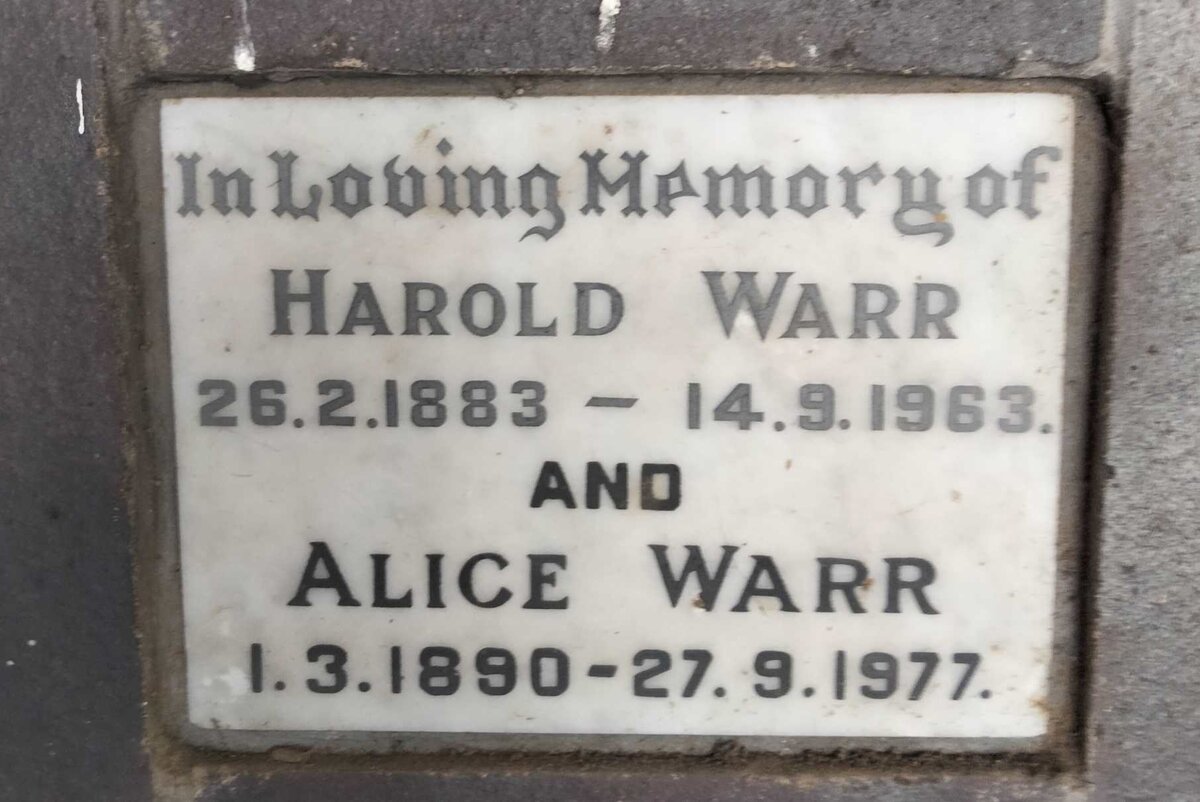 WARR Harold 1883-1963 & Alice 1890-1977